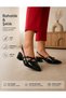 Women's Pointed Toe Mary Jane Low Block Heel Belted Stylish Casual and Evening Dress Faux Leather Shoes - 5