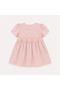 Floral Detailed Short Sleeve Powder Linen Baby Dress - 3