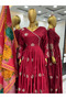 Maroon Chinnon Silk Top Palazzo & Dupatta - HRT3538 | Maroon-Size:M-38-Inches - 5