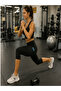 Black High Waist Gathering Double Pocket Below Knee Diver Capri Leggings - 7