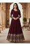 Maroon Faux Georgette Gown - HRT7022 | Maroon-Size:M-38-Inches - 3