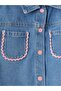 Lcw Kids Indigo Shirt Collar Basic Girls' Jean Vest - 3
