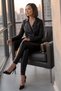 Black High Elastic Waist Shaping Stretchable Faux Leather Slim Fit Women's Sports Casual Leggings - 4