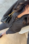 Women's Poplin Shirt with Bird Eye Detail and Tie Front, Black - 4