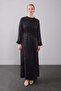 Oil Green Belt Detailed Edge Pattern Cupra Dress