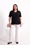 Women's V-Neck Viscose Blouse with Stone and Back Detail - 2