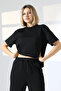 Basic Women's Soft Textured Casual Top and Bottom Set - 2