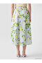 Elastic Waist Lemon Printed Pleated Skirt - 4