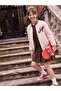 Beige College Collar Girls' Jacket