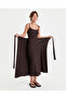 Brown Ecovero ™   Viscose Wrap Dress with Adjustable Straps and Detachable Skirt - 4
