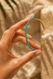 Turquoise Enamel Handcuff Model Gold Color Bracelet - 3