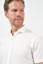 White Italian Collar Short Sleeve Pocketless Slim Fit Flexible Shirt 1004260159 - 4