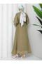 Buttoned Front Belted Lined Hijab Dress Rc6060 - 8