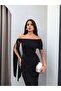 Knot Detail Cape Long Dress - 2