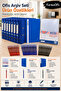 Office Blue Archiving Set 650 Pieces – 5 Packets of Pouch Files, 100 Ring Binders, 10 Wide Folders, and Ballpoint Pen Set - 2