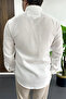 Men's Linen Blend Slim Fit Shirt White Edw499 - 3