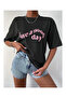 Women's Black Have a Good Day Printed Oversize T-Shirt
