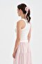 Women's buckle detailed lined belt elastic design long skirt - 5