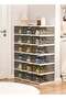 YAH Creation 6-Level YAH Foldable Storage Organizer - Shoe Organizer, Shoe Rack - Transparent Gray, Stackable & Movable, No Assembly Required, Durable Space-Saving Solution for Shoes, Clothes - 5
