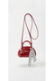 Red Patent Leather Mini Hand and Shoulder Bag with Polka Dot Scarf Detail - 2
