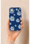 iPhone 17 Air Compatible Blue Daisy Patterned Silicone Case