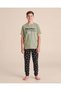 Senior Boys Light Green Football All Over Print Night Suit