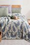 4 Layer 100% Cotton Muslin Double Bedspread & Throw – Lilac Pattern - 3