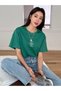 Women's Nefti Green The Power Printed Oversize T-Shirt - 4