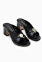 Dinara Black Cross-Strapped Women's Heeled Slippers - 3