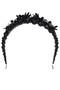 -Beaded Flower Headband - Black - 3