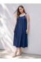 Nevavm Plus Size U-Neck Rope Strap Jean Dress with Difference - 4