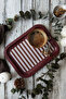 Circus Cream Patterned Metal Tray, 23 X 30 Cm, Presentation Tray, Tea Coffee Tray