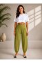 Oil Green Crepe Fabric Shalwar Model Elastic Waist Balloon Trousers