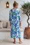 White-Blue Hooded Long Sleeve Buttoned Hidden Pocket Slit Casual Viscose Woven Dress 120 60 - 6
