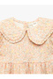 Cotton Long Sleeve Ruffled Floral Baby Collar Dress - 3