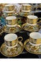 1. Sinif Porselen 6-Person Standing Gold Pattern Coffee Cup Set 90 ml Mdl5 - 4