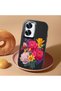 Realme C55 Compatible Case Camera Protector Black Silicone Couple Phone Case with Floral Pattern - 2