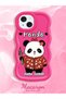 iPhone 14 Plus Compatible Case with Camera Protection Red Silicone Couple Phone Case Panda Pattern - 2