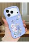 iPhone 17 Pro Max Compatible Case Camera Protector Blue Silicone Couple Phone Case Floral Pattern