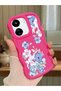Redmi 13C Compatible Case Camera Protector Red Silicone Couple Phone Case Floral Pattern