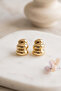 Gold Color Curved Retro Earrings - 5