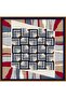Sura Pure Silk Scarf 9534 - 80 Navy Blue Red Camel Abstract Pattern - 3