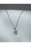Stone-Encrusted Heart Steel Necklace - Silver Zirconia Heart Halo Necklace - 2
