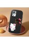 Redmi Note 10S Compatible Case Camera Protector Black Silicone Couple Phone Case with Kitty Pattern - 2