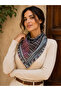 Women's Gray Geometric Striped Cotton 70X70 Imported Scarf Flr6032 - 2
