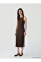 Original Oval Neck Slit Bodycon Dress - 3