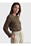 Original Oval Collar Patterned Blouse