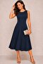 Women's Strappy Round Neck Midi Janjan Crepe Dress - 2