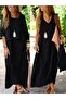 Women's Strappy V-Neck Long Pera Dress and Short-Sleeved Loose Blouse Two-Piece Set