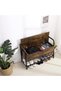 Shoe Bench with Storage, 33-Inch Wooden Shoe Storage Organizer with Flip Top Box, Industrial Style Metal Frame Shoe Rack for Entryway, Bedroom, Closet, Hallway, Rustic Brown+Black - 8